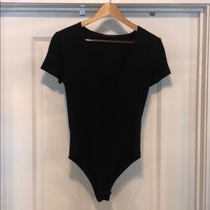 Black Deep V Bodysuit by Mind Code!